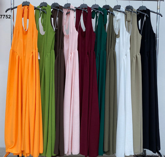 Abito Lungo Estivo con Scollo All'Americana Vestito Casual Estate in 10 Colori – 7752