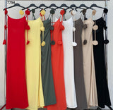 Abito Lungo Estivo con Spalline Cadenti a Fiore Vestito Elegante Originale in 8 Colori – 7754