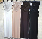 Abito Lungo Elegante con Paillettes e Taglio Laterale Vestito Evento Estate in 4 Colori – 7756