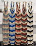 Abito Lungo Estivo All'Uncinetto con Scollo All’Americana Vestito Casual Colorato in 5 Colori – 7757