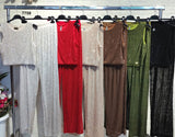 Completo Estivo Brillantinato Donna con Top Corto e Pantalone Palazzo Coordinato in 6 Colori – 7758