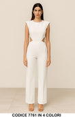 Tuta Elegante Donna con Spalle Strutturate e Cut-Out Laterali Jumpsuit Evento in 4 Colori – 7761