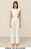 Tuta Elegante Donna con Spalle Strutturate e Cut-Out Laterali Jumpsuit Evento in 4 Colori – 7761