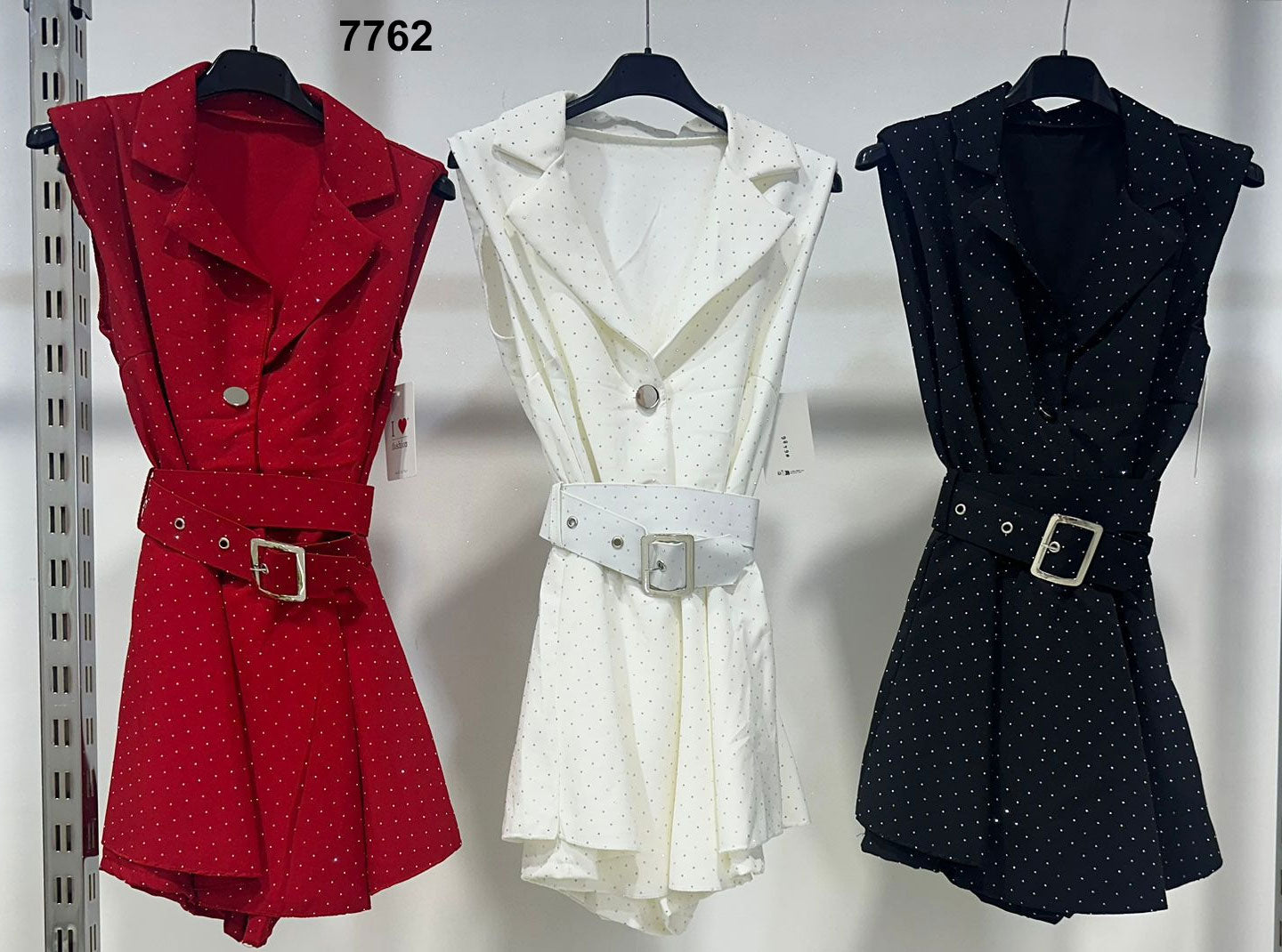 Tutina Elegante a Pois con Cintura Jumpsuit Estate Evento Casual Aperitivo in 3 Colori – 7762