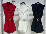 Tutina Elegante a Pois con Cintura Jumpsuit Estate Evento Casual Aperitivo in 3 Colori – 7762