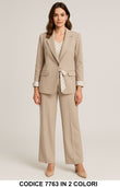 Completo Donna Elegante Giacca e Pantalone con Dettagli Pois Tailleur Coordinato in 2 Colori – 7763Out