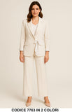 Completo Donna Elegante Giacca e Pantalone con Dettagli Pois Tailleur Coordinato in 2 Colori – 7763Out