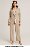 Completo Donna Elegante Giacca e Pantalone con Dettagli Pois Tailleur Coordinato in 2 Colori – 7763Out