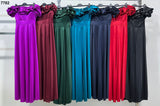 Vestito lungo elegante con volant sulle spalle Abito Cerimonia Evento in 7 colori - 7782