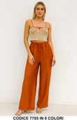 Completo top lavorato intreccio crochet e pantalone morbido Coordinato in 6 colori – 7785