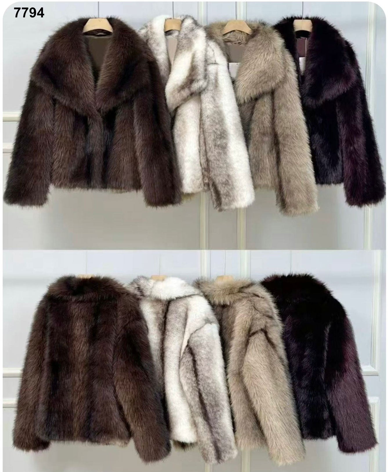 Giacca in eco Pelliccia corta con collo ampio Giubbotto Fashion Pellicce in 4 colori - 7794
