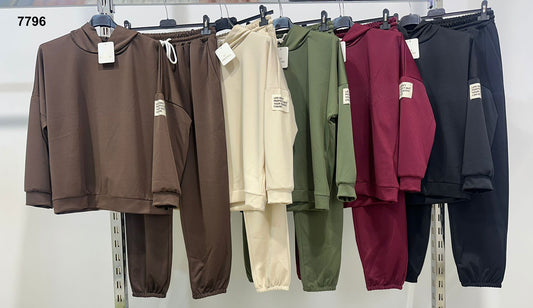 Tuta casual con felpa e cappuccio pantalone jogger Completo Sportivo in 5 colori - 7796