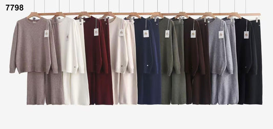 Completo Casual Tuta Sportiva Maglia Pantalone in maglia Coordinato Elegante in 9 colori – 7798