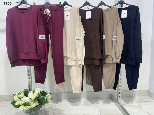 Tuta casual con felpa e pantalone jogger Completo Coordinato Sportivo in 5 colori – 7800