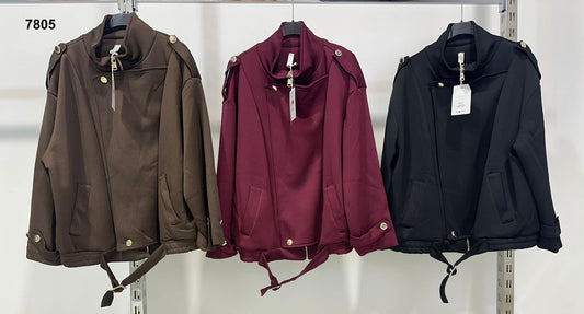 Giubbotto Giacca Collo alto e bottoni dorati Giubbino Casual Fashion con Zip e Bottoni in 3 colori – 7805