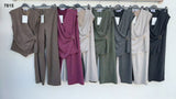 Completo smanicato con top incrociato e fibbia pantalone palazzo Completo Tailleur Coordinato in 7 colori – 7815