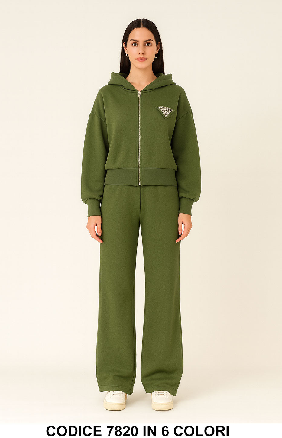 Completo felpa cappuccio e zip e pantalone Tuta Sportiva Coordinato in 6 colori – 7820