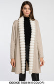 Cardigan elegante con bordo in eco pelliccia Maglia Lunga Fashion in 5 colori – 7838