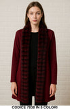 Cardigan elegante con bordo in eco pelliccia Maglia Lunga Fashion in 5 colori – 7838