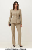 Tailleur donna elegante giacca sagomata e pantalone Completo Coordinato Casual in 6 colori – 7840