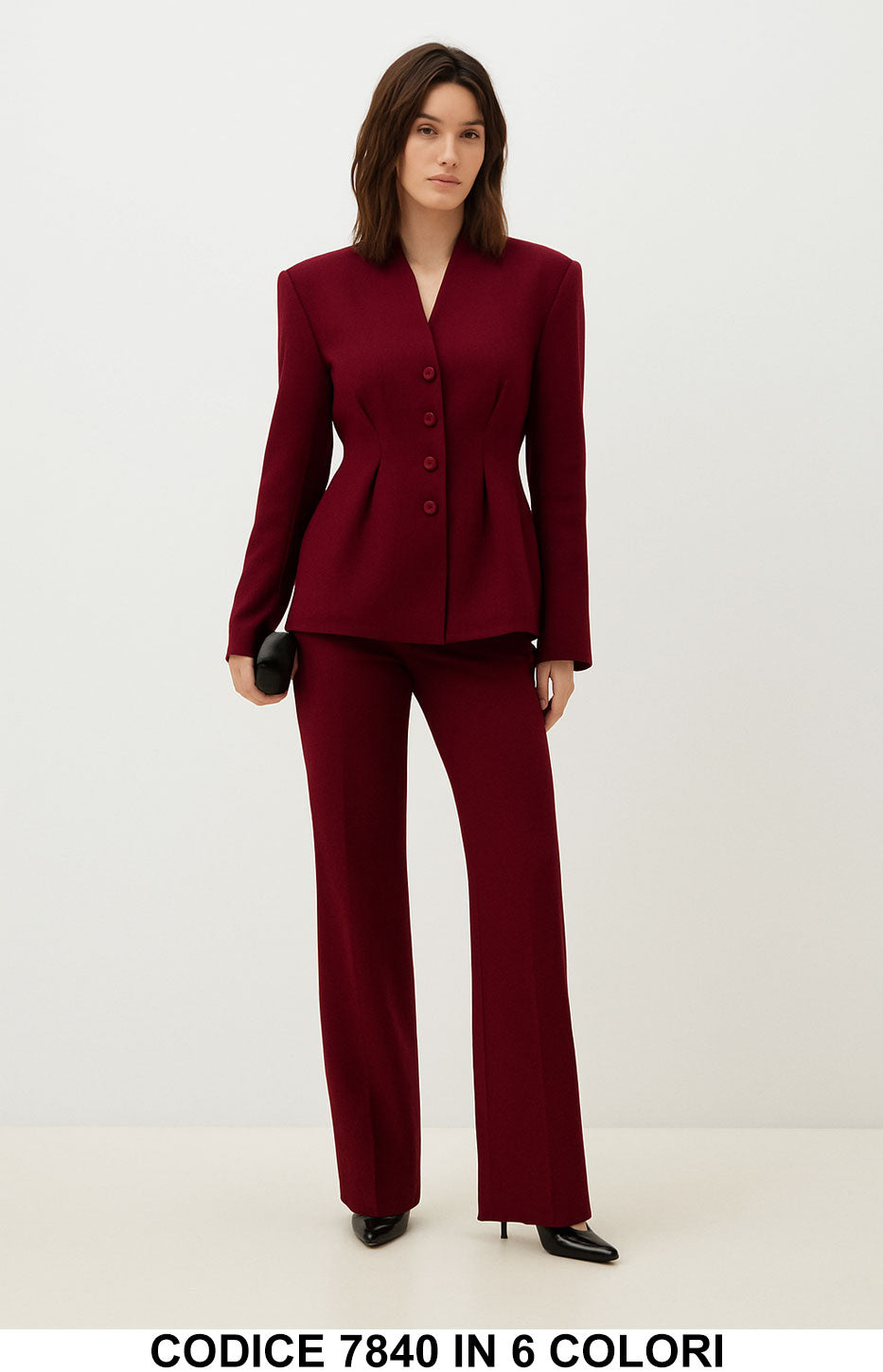 Tailleur donna elegante giacca sagomata e pantalone Completo Coordinato Casual in 6 colori – 7840