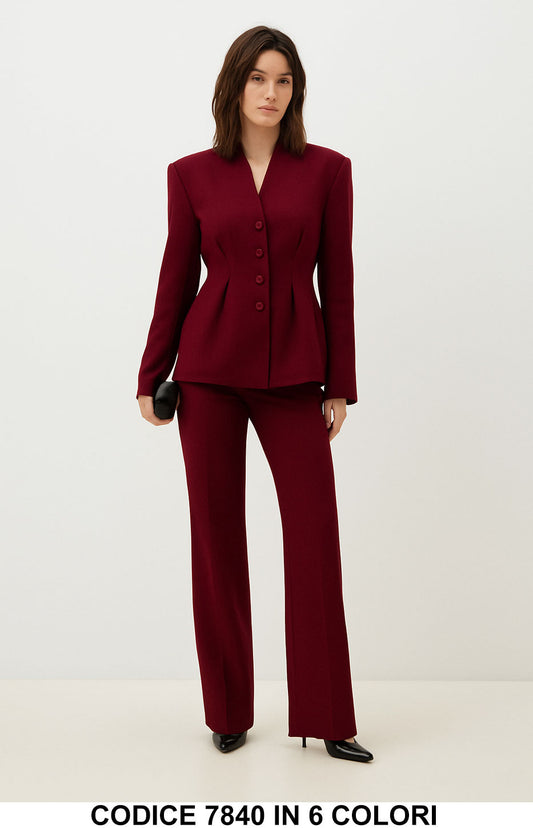 Tailleur donna elegante giacca sagomata e pantalone Completo Coordinato Casual in 6 colori – 7840