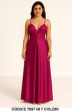 Abito lungo elegante con spalline sottili Evento Vestito Cerimonia Serata in 7 colori – 7857