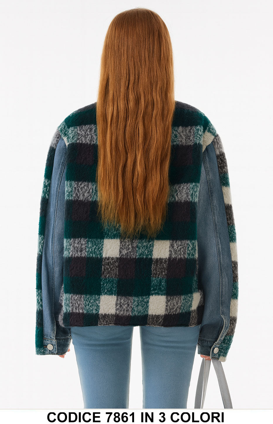 Giacca in jeans e lana a quadri Giubbotto Denim Fashion in 2 Colori – 7861