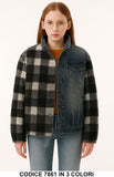 Giacca in jeans e lana a quadri Giubbotto Denim Fashion in 2 Colori – 7861