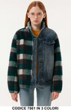 Giacca in jeans e lana a quadri Giubbotto Denim Fashion in 2 Colori – 7861