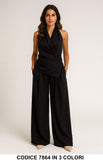 Completo due pezzi elegante top drappeggiato pantalone palazzo Coordinato in 3 colori – 7864