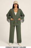 Completo Maglia Cardigan con frange Pantalone Palazzo Coordinato Casual in 7 colori – 7869
