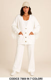 Completo Maglia Cardigan con frange Pantalone Palazzo Coordinato Casual in 7 colori – 7869