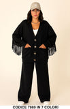 Completo Maglia Cardigan con frange Pantalone Palazzo Coordinato Casual in 7 colori – 7869