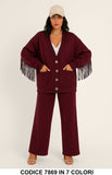 Completo Maglia Cardigan con frange Pantalone Palazzo Coordinato Casual in 7 colori – 7869