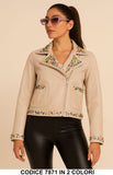 Giacca donna in ecopelle con strass colorati Giubbotto Fashion Casual Chic in 2 colori – 7871