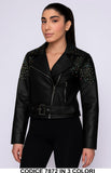 Giacca in ecopelle con borchie colorate Giubbotto Fashion Biker con Fibbia in 3 colori – 7872
