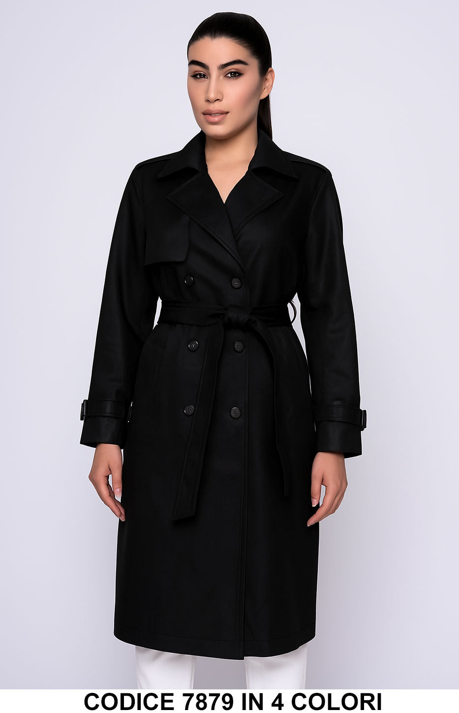 Trench lungo doppiopetto con cintura Cappotto Elegante Casual Chic in 4 colori – 7879