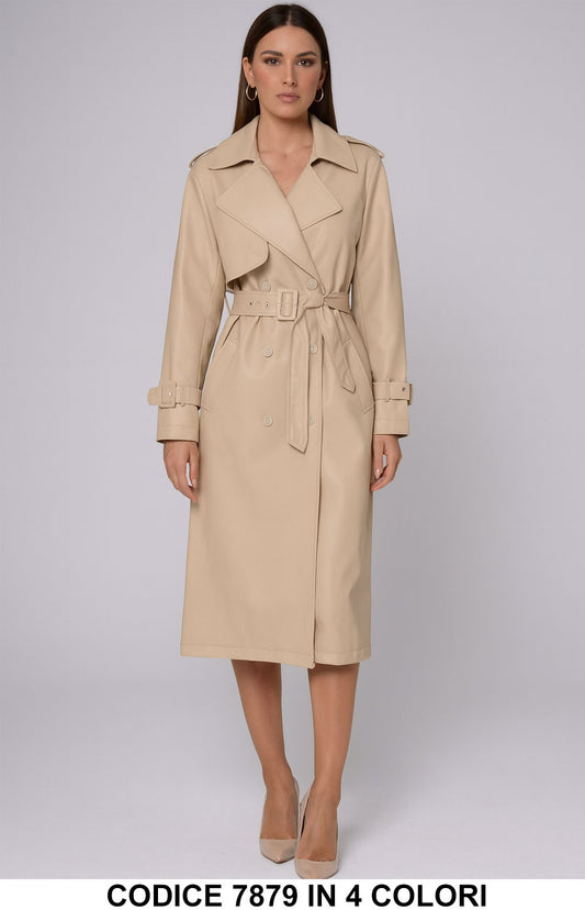 Trench lungo doppiopetto con cintura Cappotto Elegante Casual Chic in 4 colori – 7879