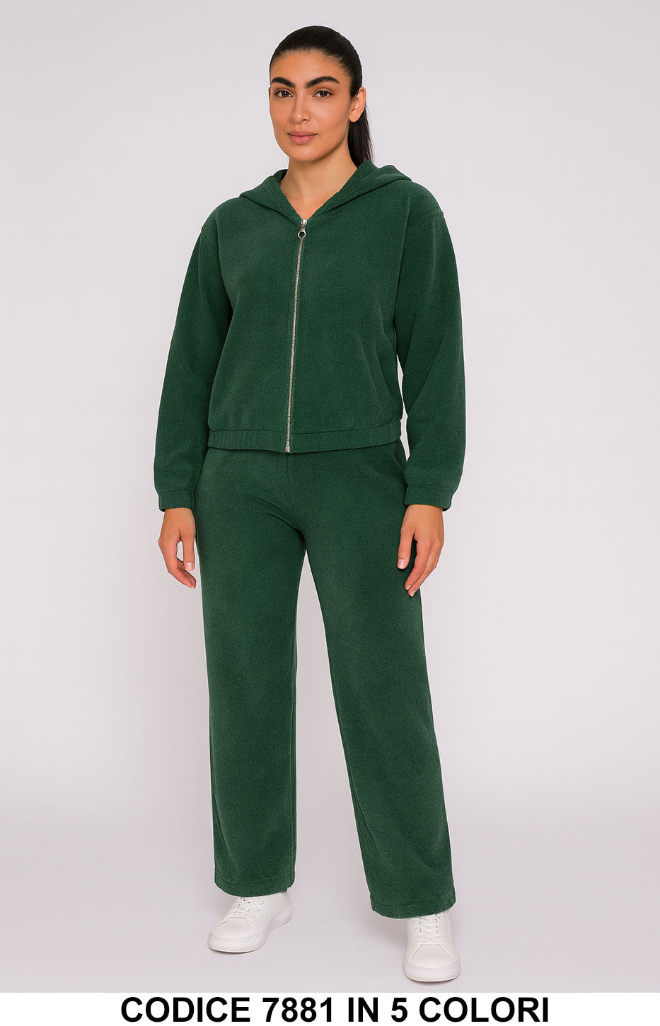 Completo in ciniglia con cappuccio zip Tuta Sportiva Casual Comoda Coordinato in 5 colori – 7881