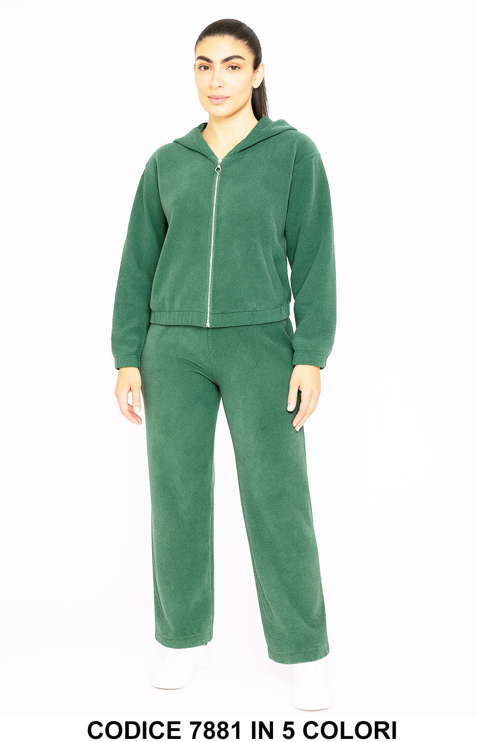 Completo in ciniglia con cappuccio zip Tuta Sportiva Casual Comoda Coordinato in 5 colori – 7881