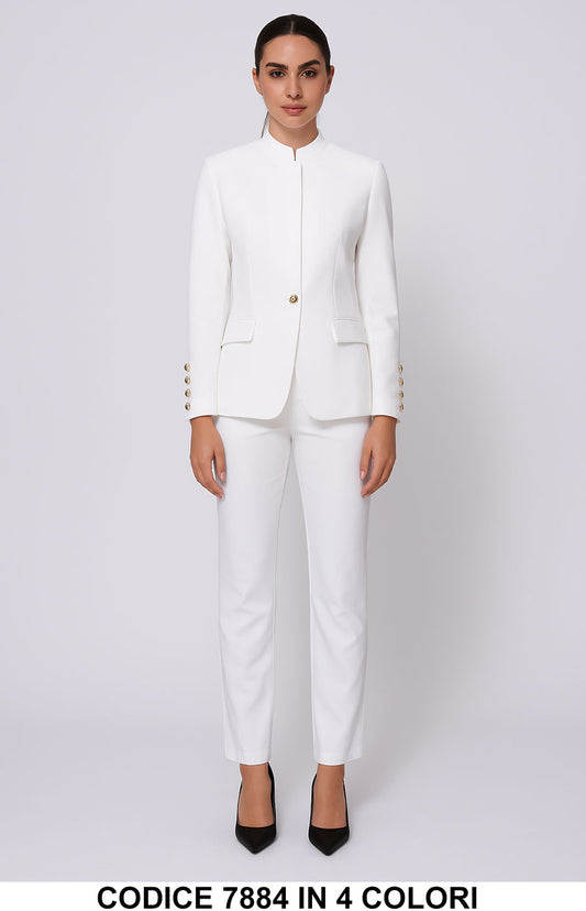 Tailleur con giacca collo coreano e pantalone dritto Completo Fashion Elegante in 4 colori – 7884