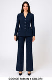 Tailleur donna elegante giacca svasata con bottoni Pantalone Palazzo Completo Chic in 4 colori – 7886