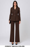 Tailleur donna elegante giacca svasata con bottoni Pantalone Palazzo Completo Chic in 4 colori – 7886