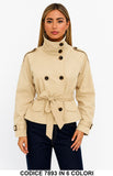 Giacca corta con cintura e bottoni Giubbotto Trench Corto Casual Elegante in 6 colori – 7893