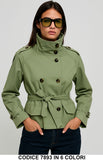 Giacca corta con cintura e bottoni Giubbotto Trench Corto Casual Elegante in 6 colori – 7893