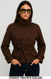 Giacca corta con cintura e bottoni Giubbotto Trench Corto Casual Elegante in 6 colori – 7893