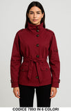 Giacca corta con cintura e bottoni Giubbotto Trench Corto Casual Elegante in 6 colori – 7893