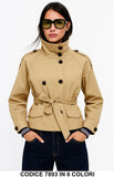 Giacca corta con cintura e bottoni Giubbotto Trench Corto Casual Elegante in 6 colori – 7893