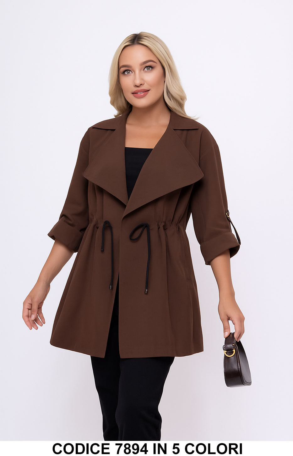 Giacca leggera con coulisse e maniche risvoltabili Capospalla Casual Elegante in 4 colori – 7894